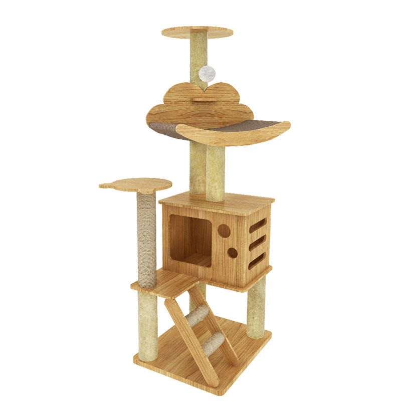 Contemporary Creative Rectangular Medium-Density Fiberboard Sisal Velvet Fabric Multi-Functional Cat Tree For Living Room