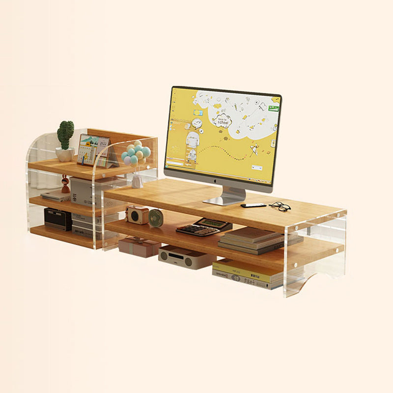 Modern Minimalist Rectangular Medium-Density Fiberboard Acrylic Desktop Storage Shelf 1/2/3-Tier For Study & Bedroom