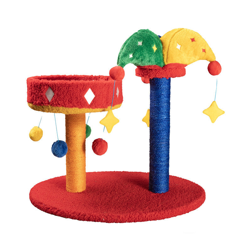 Contemporary Creative Round Particleboard Velvet Fabric Sisal Circus Cat Tree For Living Room