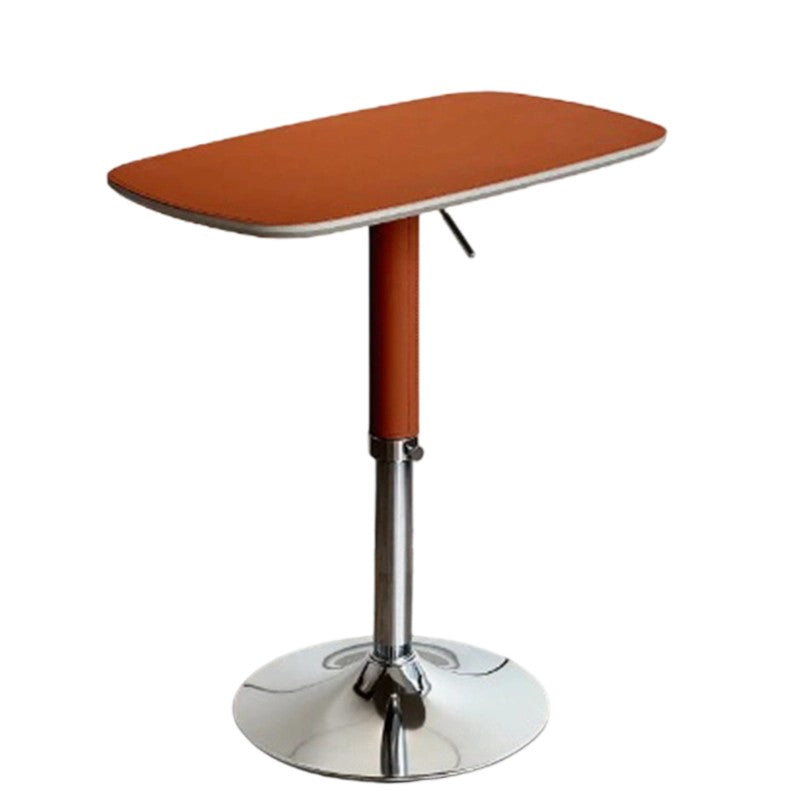 Traditional Vintage Rectangular Saddle Leather MDF Eco-Friendly Board Carbon Steel Side Table Adjustable For Living Room