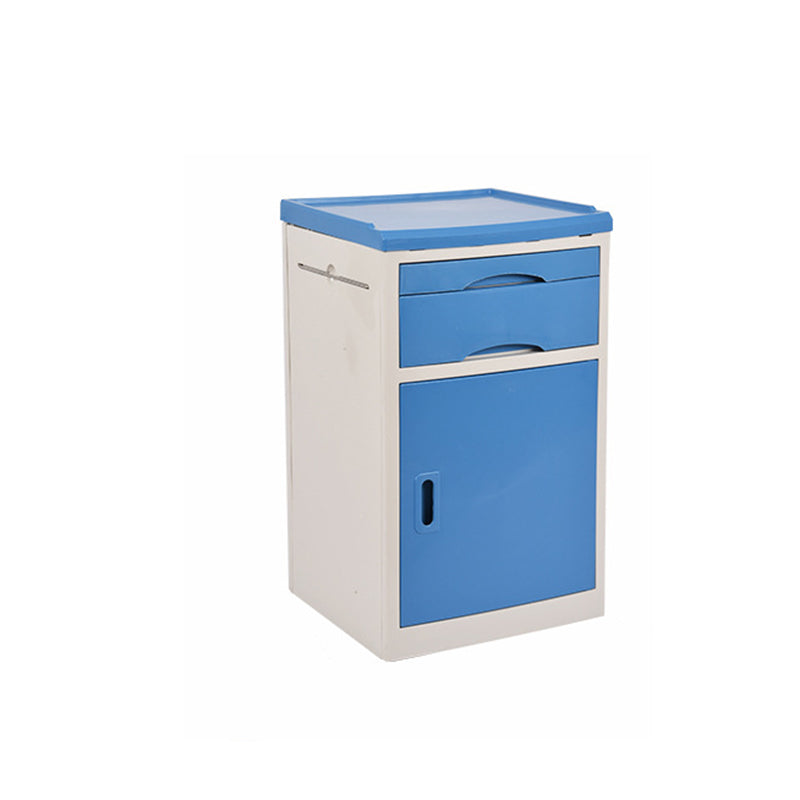Modern Minimalist Rectangular Acrylonitrile Butadiene Styrene Nightstand 2-Drawer 2-Cabinet For Bedroom