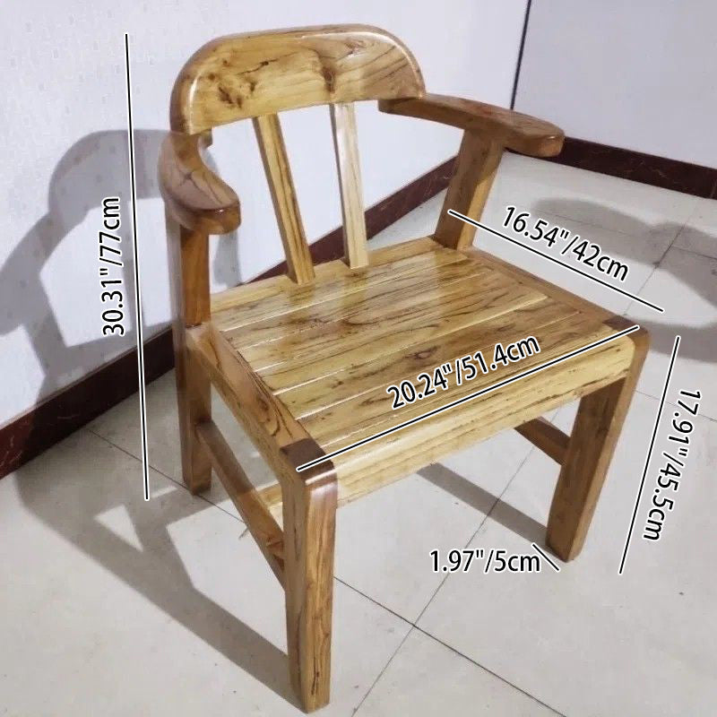 Modern Minimalist Rectangular Seat Solid Wood Dining Chair Backrest Armrest For Dining Room