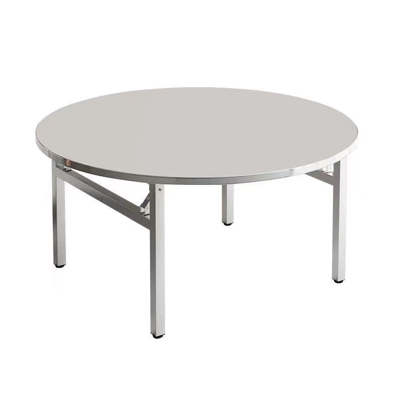 Modern Minimalist Round Stainless Steel Dining Table 4-Leg Foldable For Living Room