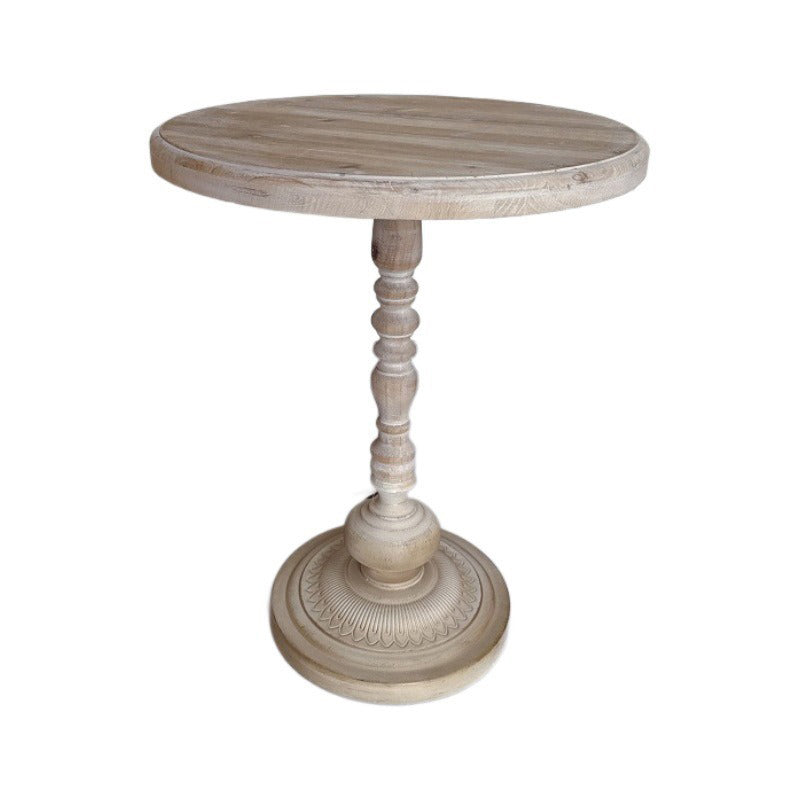 Traditional Vintage Round Solid Wood Iron Coffee Table For Living Room
