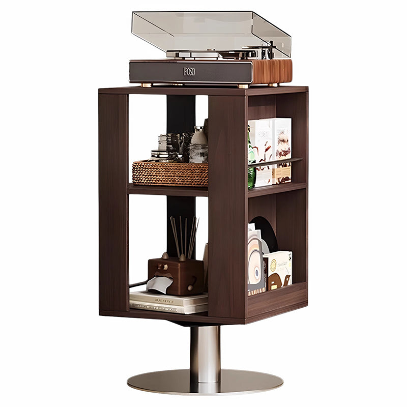 Traditional Vintage Rectangular Iron Multi-Layer Board Nightstand 3-Tier Rotatable For Bedroom