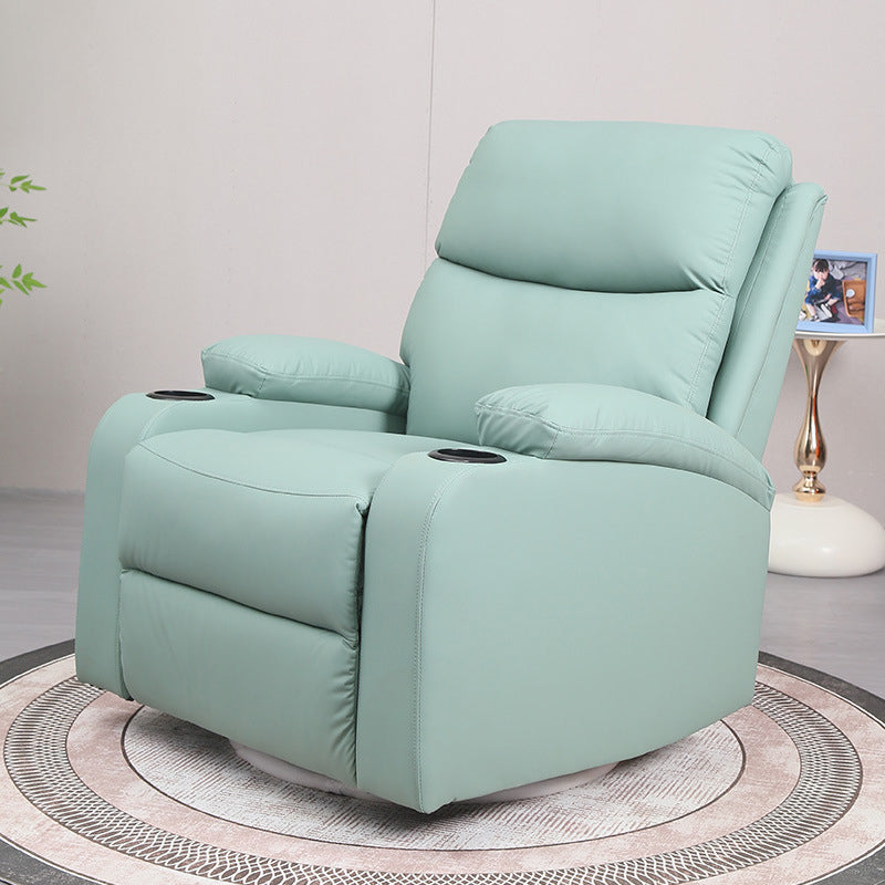 Modern Minimalist Curved Solid Wood Sponge Cat Scratch-Resistant Leather Accent Chair Backrest Armrest For Living Room