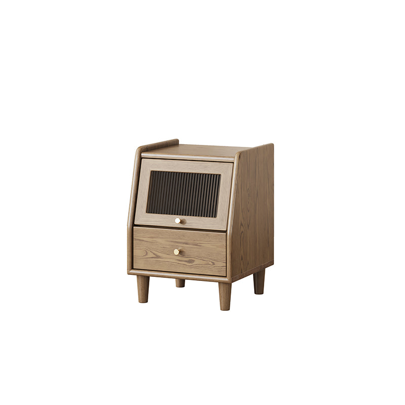 Modern Minimalist Rectangular Nightstand - Solid Ash Wood: Eco-Friendly, Smooth Hidden Slide Drawers, Stable Wobble-Free Support & Easy-Care Tabletop For Bedroom
