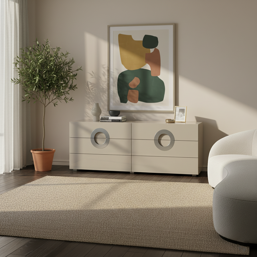 Modern Minimalist Rectangular Storage Cabinet - MDF: Large-Capacity, Sturdy Reinforced Frame, Clear Partitioning & Spacious Tabletop For Living Room, Bedroom & Storage Room