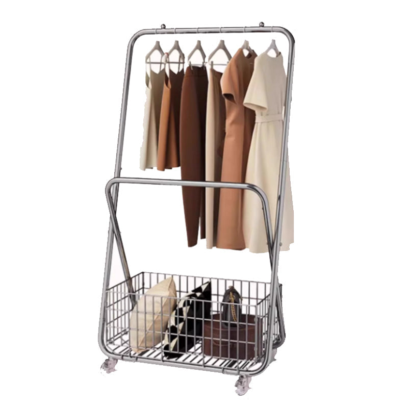 Modern Minimalist Carbon Steel Rectangular Hall Tree 1-Cabinet Movable Foldable For Bedroom & Entryway