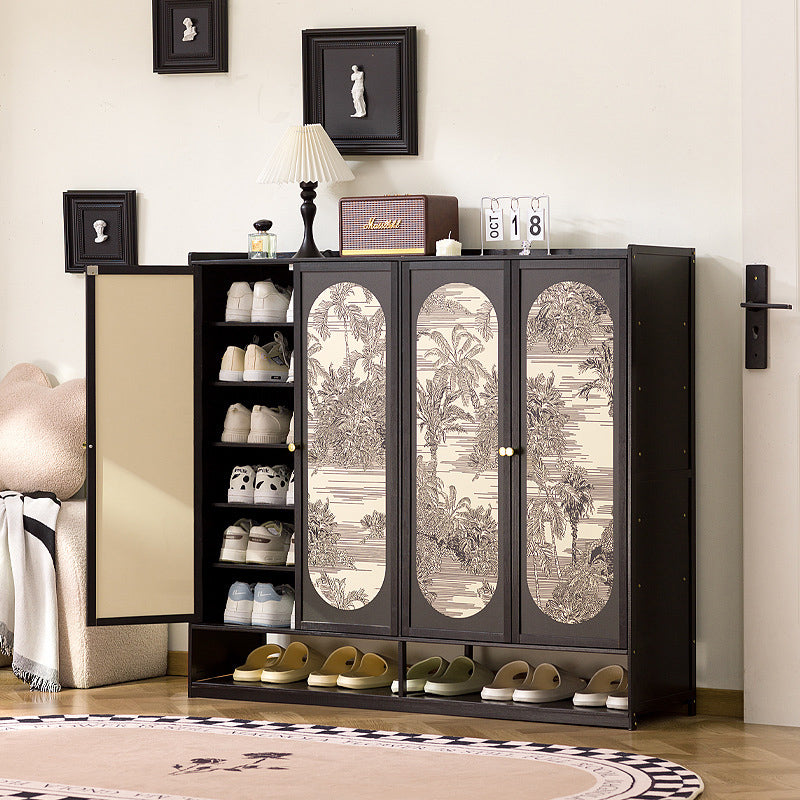 Traditional Chinese Nan Bamboo MDF Rectangular Shoe Storage 7/8-Tier Large Capacity & Dustproof Storage For Entryway