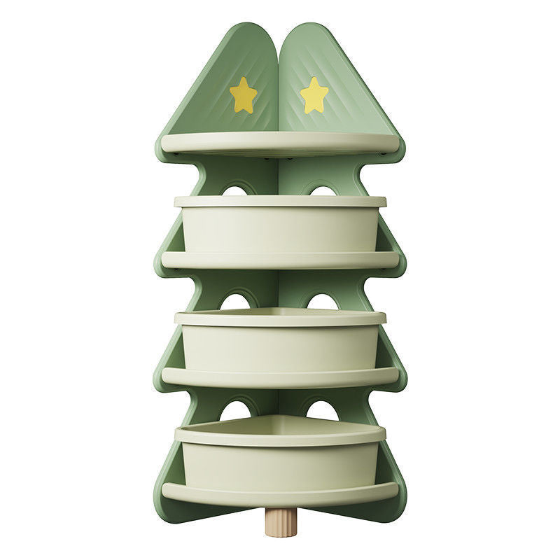 Modern Minimalist Christmas Tree-Shaped High-Density Polyethylene Bookshelves 4-Tier For Home Office