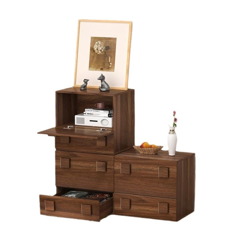 Modern Minimalist Square MDF Stackable Nightstand 1-Drawer For Bedroom