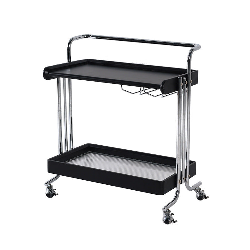 Modern Minimalist Rectangular Rubberwood Glass Stainless Steel Movable Side Table 2-Tier For Living Room