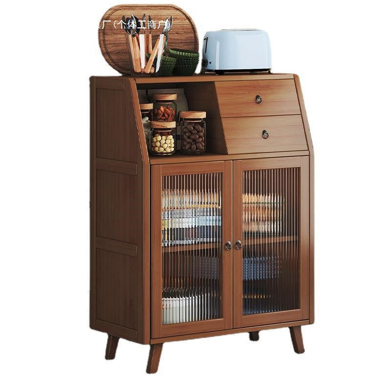 Contemporary Scandinavian Rectangular Bamboo Composite Board Acrylic Storage Cabinet 2-Drawer For Dining Room