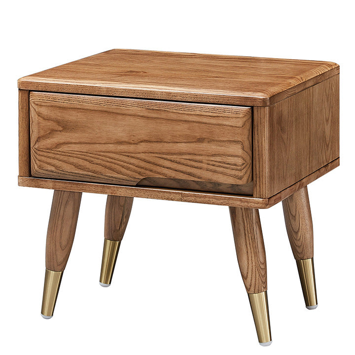 Modern Minimalist Rectangle Nightstand Ash Wood & Solid Wood Multi-Layer Board 1/2-Drawer Storage For Bedroom & Living Room