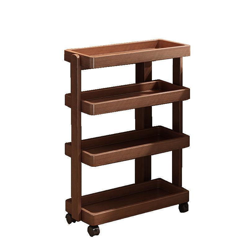 Modern Minimalist Rectangular Pine Wood Movable End Table 4-Tier For Living Room