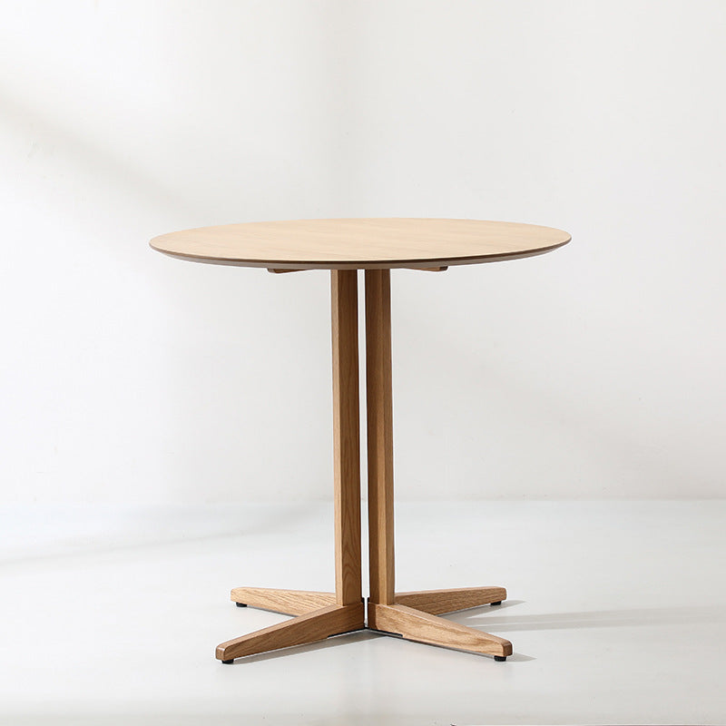 Contemporary Nordic Round MDF Oak Wood Dining Table For 2-3 Seats