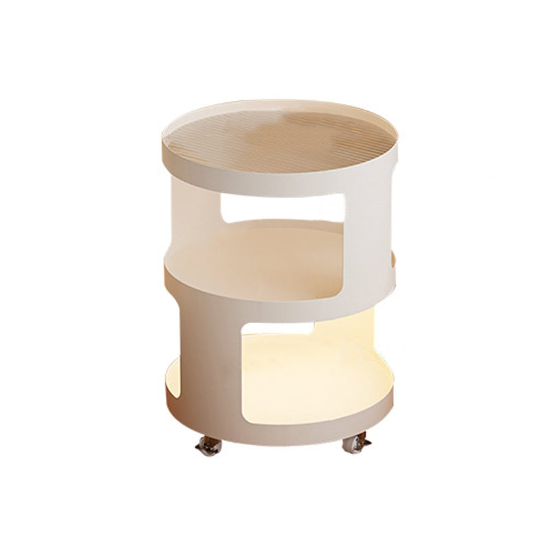 Modern Minimalist Square Round Glass Iron Movable End Table 3-Tier For Living Room