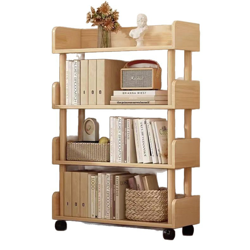 Modern Minimalist Rectangular MDF Movable Bookshelf 3/4-Tier For Living Room