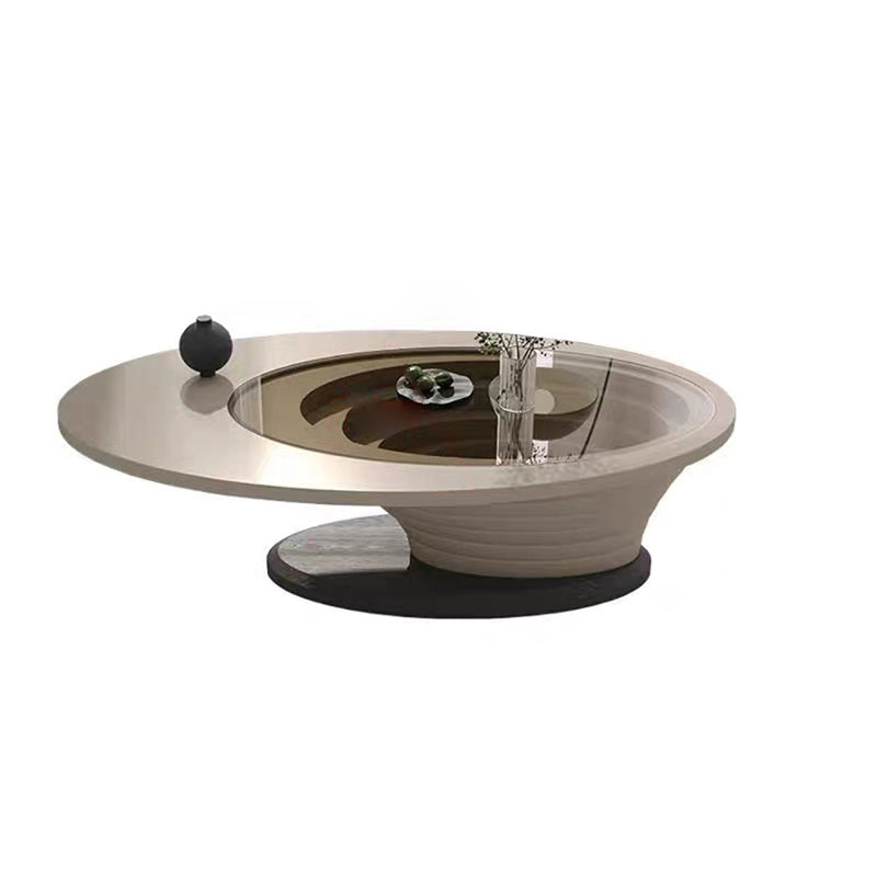 Contemporary Nordic Ellipse Glass Steel Coffee Table For Living Room