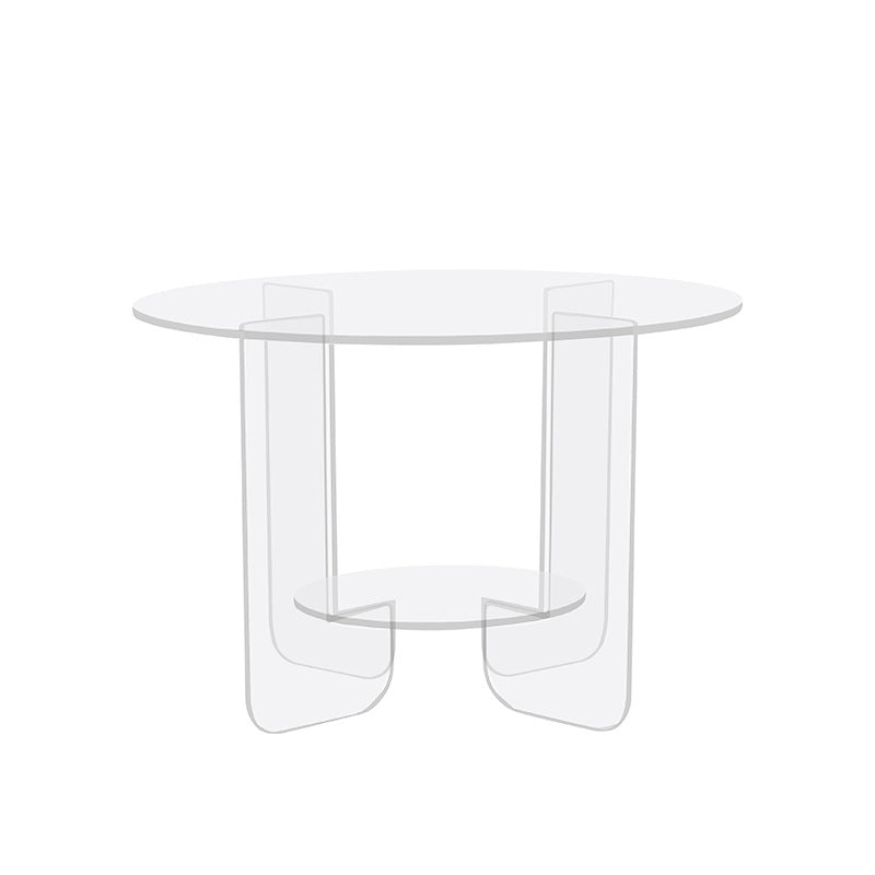 Modern Minimalist Round Acrylic Coffee Table 2-Tier For Living Room