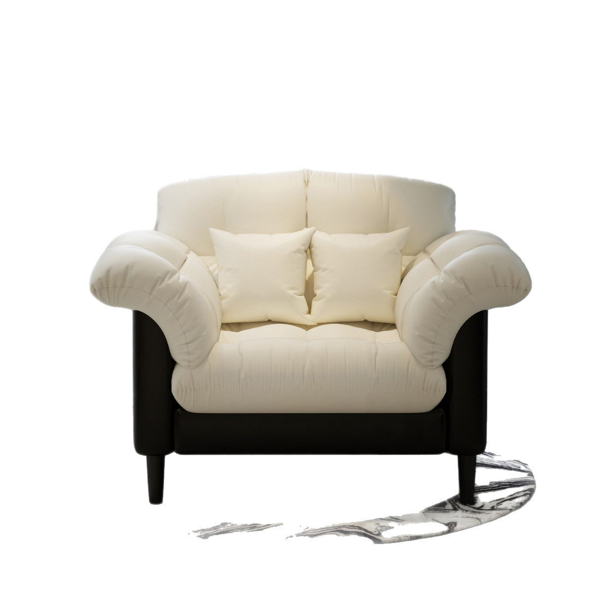 Contemporary Nordic Soft Fluffy Camellia Cat Scratching Leather Sherpa Fabric Foam Sponge Plush Cotton Solid Wood Multi-Layer Board Steel Detachable Accent Chair Backrest Armrest For Bedroom