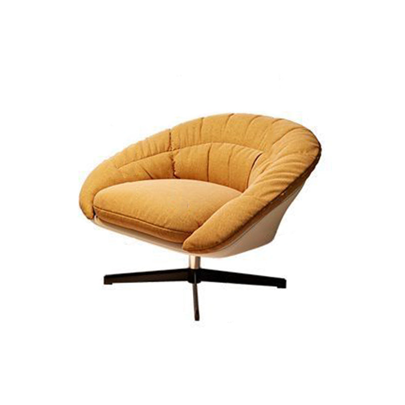 Contemporary Scandinavian Liftable Fan-Shaped Iron PU Leather Rice Grain Fleece Sponge Plush Cotton Detachable Accent Chair Backrest Armless For Living Room