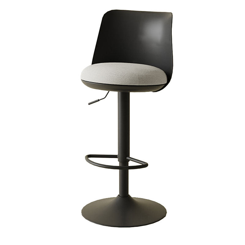 Contemporary Nordic Curved PP Plastic Iron Cotton Linen Liftable Bar Stool Backrest Armless For Dining Room