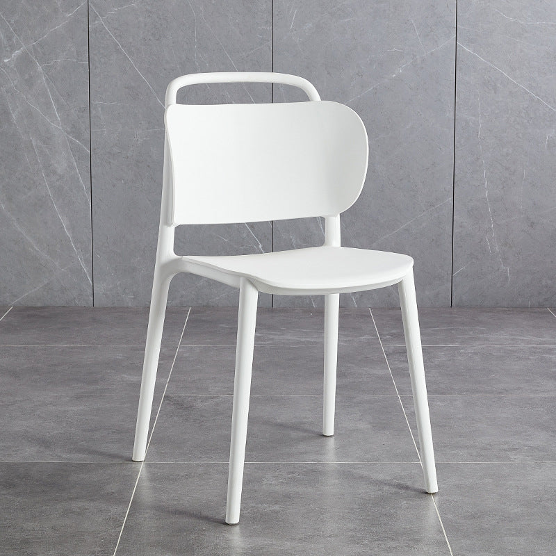 Contemporary Scandinavian PP Plastic Curved Stackable Portable Dining Chair Backrest Armless For Dining Room