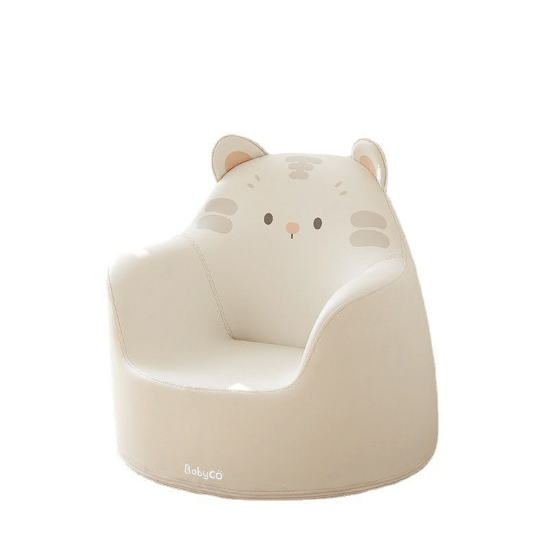 Modern Art Deco Cartoon Animal PU Leather Polyurethane Foam Kids Low Stool Backrest Armrest For Bedroom