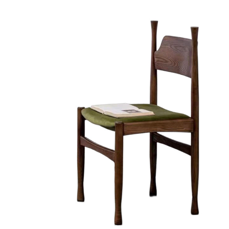 Traditional Chinese Sherpa Fabric Solid Wood Cylindrical Square Dining Chair With Backrest For Dining Room