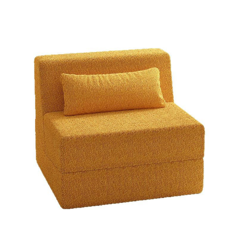 Modern Minimalist Sherpa Fabric Square Foldable Sofa Bed With Backrest For Bedroom