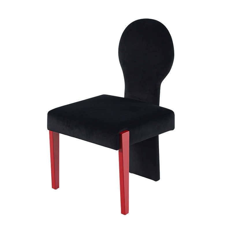 Contemporary Scandinavian Velvet Rubberwood Square Curved Vanity Chair With Backrest For Bedroom