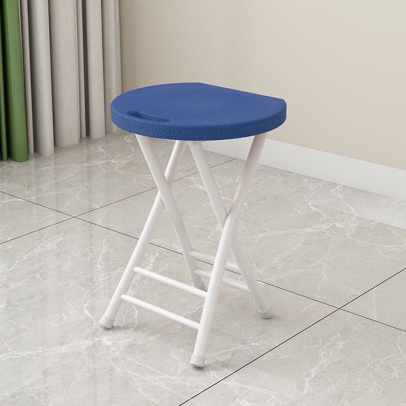 Modern Minimalist PP Iron Round X-Shaped Folding Chair For Living Room