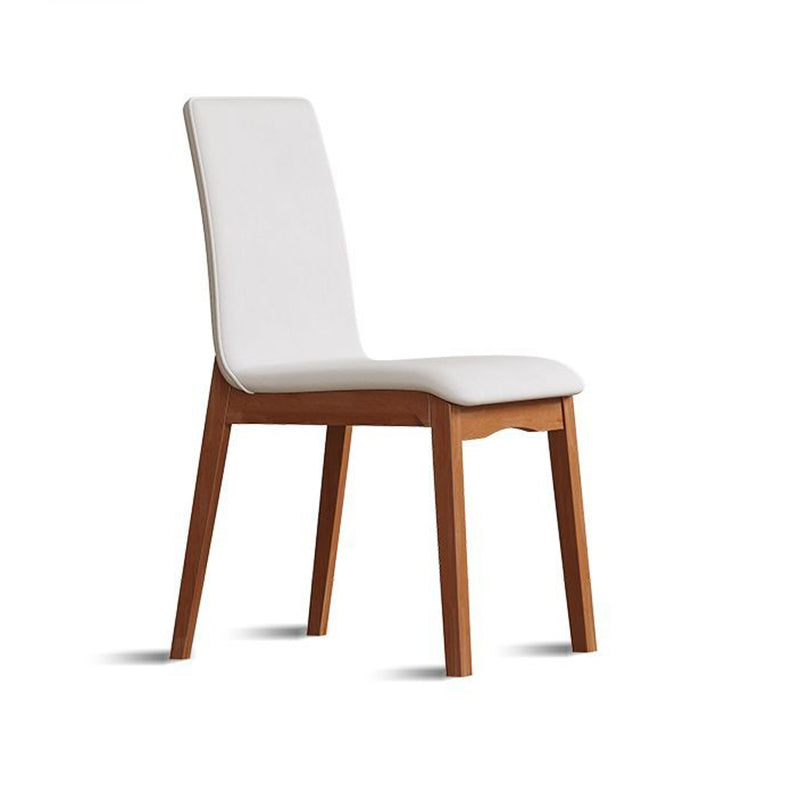 Contemporary Scandinavian Pine Wood Microfiber Leather Curved Square Dining Chair Backrest For Dining Room