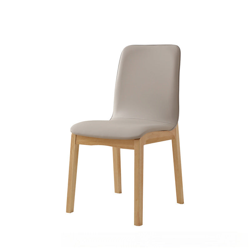 Modern Minimalist Microfiber Leather Rubberwood Square Dining Chair Backrest For Dining Room
