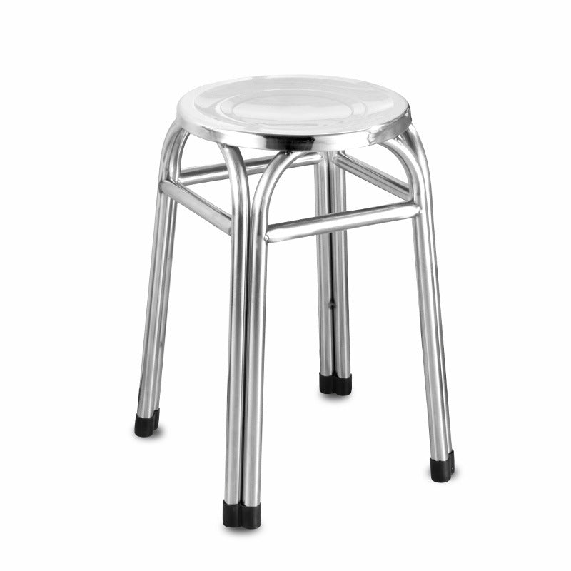Modern Minimalist Round Stainless Steel Stackable Dining Chair Backless For Dining Room
