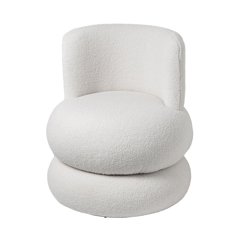 Contemporary Simplicity Round Sherpa Fabric Pine Wood Frame Swivel Vanity Stool For Bedroom