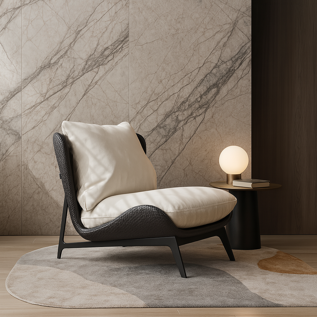 Traditional Vintage L-Shape Velvet Faux Nappa Leather Cotton Carbon Steel Single Person Lazy Sofa Backrest Armless For Living Room