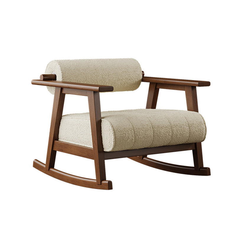 Contemporary Retro A-Shape Cylindrical Rubberwood Corduroy Sherpa Fabric Sponge Accent Chair Backrest Armrest For Living Room
