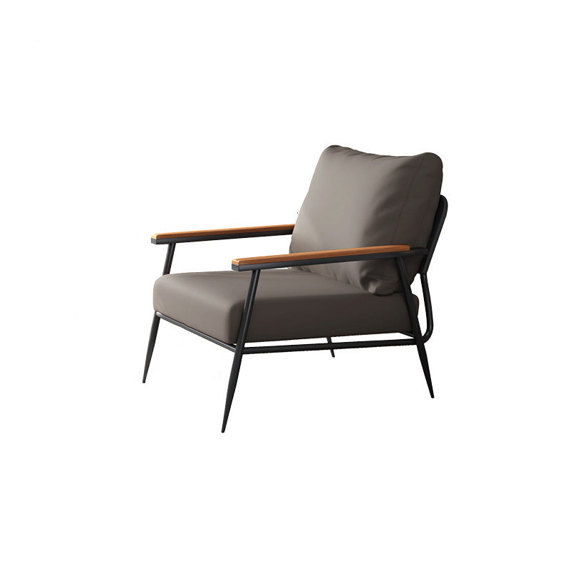 Contemporary Industrial Rectangular Iron PU Leather Sponge Latex PP Cotton Accent Chair Backrest Armrest For Living Room