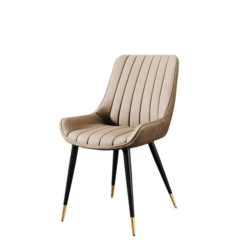 Modern Minimalist Rectangular Iron Faux Leather Sponge Dining Chair Backrest Armless For Dining Room