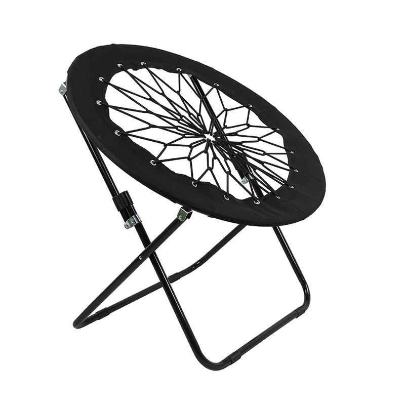 Modern Minimalist Foldable Round Steel Pipe Oxford Fabric Nylon Rope Weaving Portable Camping Chair Backrest Armless For Garden