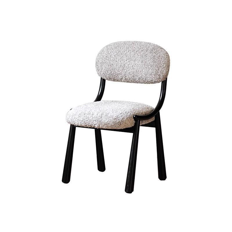 Traditional Vintage Arc Soft Fluffy Carbon Steel Snowflake Velvet Sponge Dining Chair Backrest Armless For Dining Room