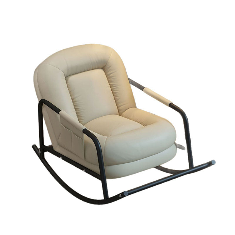 Contemporary Nordic Ergonomics Rectangular Cat Scratching Leather Corduroy Carbon Steel Sponge Plush Cotton Rocking Chair Backrest Armrest For Living Room