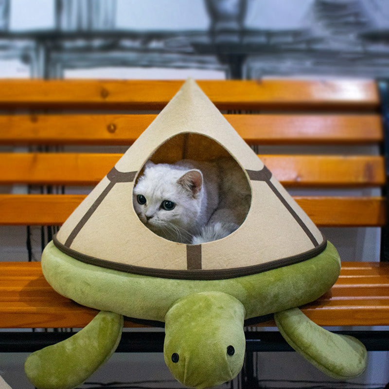 Modern Art Deco Cartoon Turtle Crystal Flannelette Felt Sponge PP Cotton Washable Cat Bed 1- Tier For Living Room