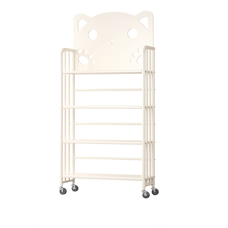 Modern Minimalist Cat-Shaped Rectangular Carbon Steel Movable Kids Bookshelf 3/4-Tier Storage For Study