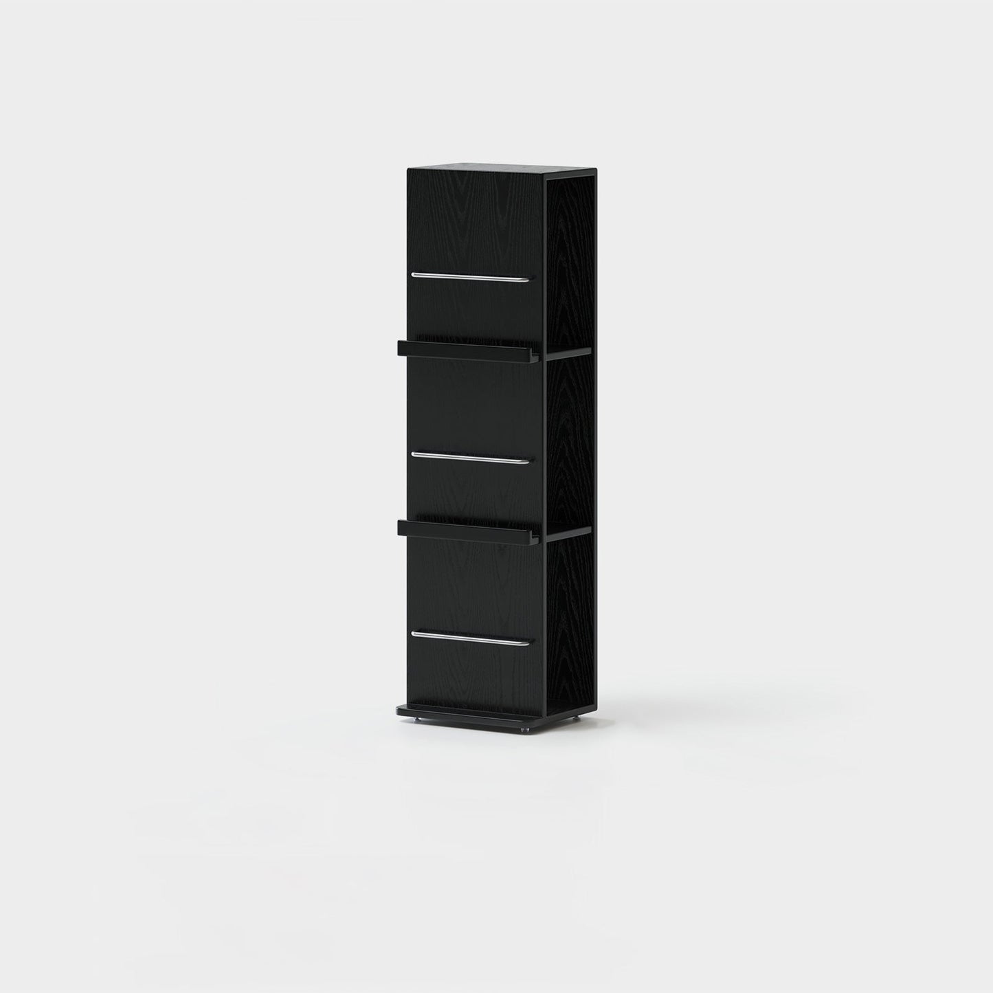 Modern Minimalist Narrow Rectangular Solid Rubberwood Metal Floor-Standing Bookshelf 3-Tier For Study
