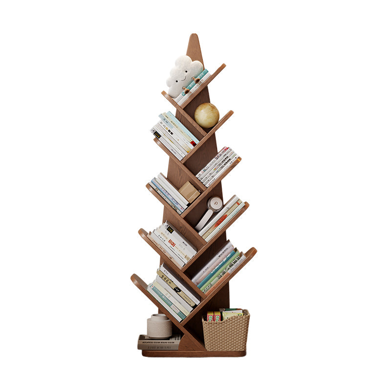 Contemporary Creative Bamboo Shoot-Shaped Rubberwood Floor-Standing Bookshelf 8/10-Tier For Study Room