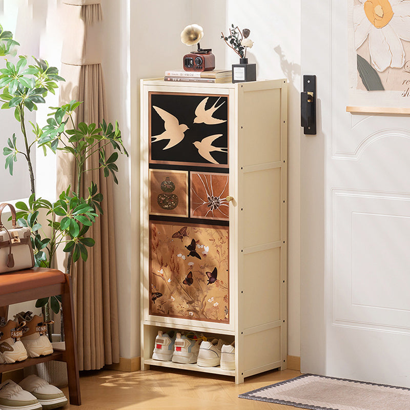Traditional Chinese Style Rectangular Nan Bamboo Composite Board Multi-Layer Storage Shoe Cabinet 7/8-Tier For Entryway & Hallway